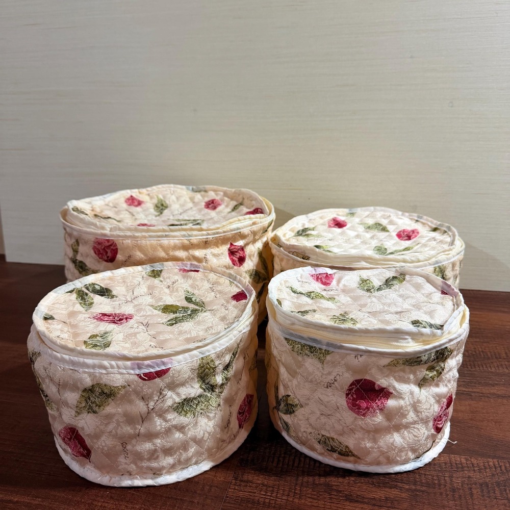 VTG 90s Potpourri Roses Quilted China Storage Cases Set of 4 – Cottagecore Dish